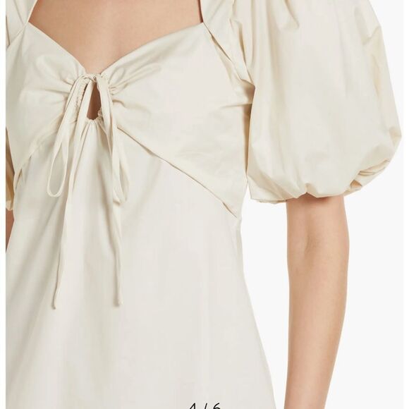 Frame Tie Neck Puff Sleeve Stretch Poplin Minidress medium - Picture 4 of 9